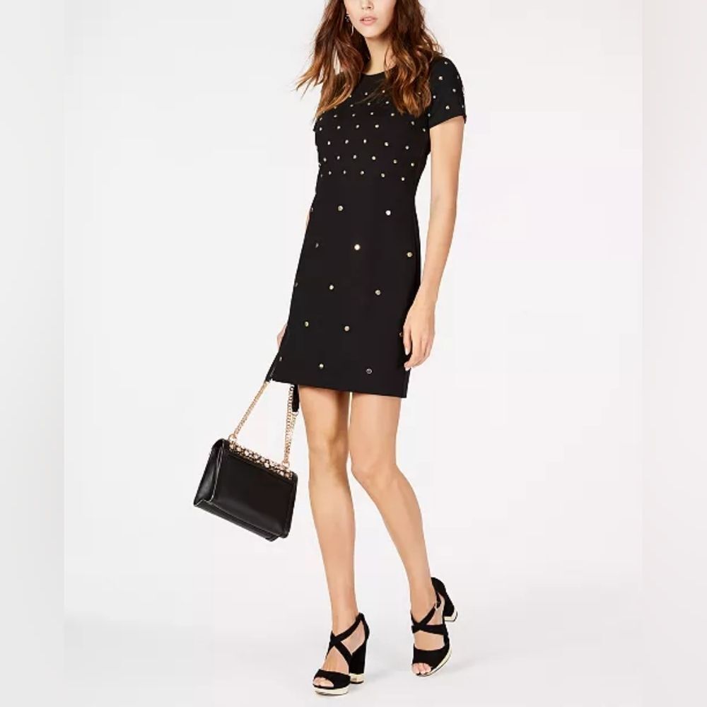 Michael Michael Kors Studded Sheath Dress Black and Silver Size SP